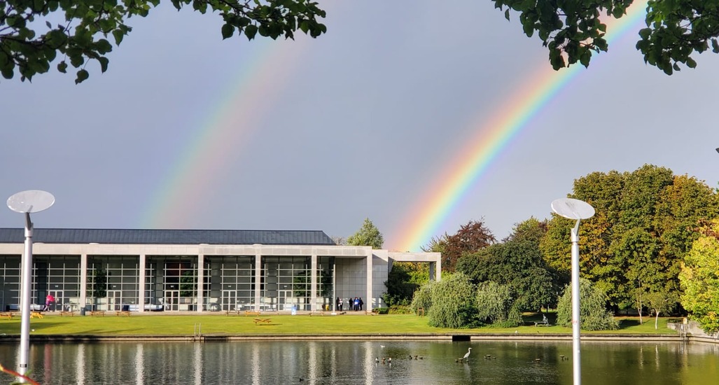 Two rainbows over UCD lake